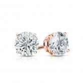 Certified 14k Rose Gold 4-Prong Basket Round Diamond Stud Earrings 0.75 ct. tw. (H-I, SI1-SI2)