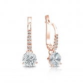 Certified 14k Rose Gold Dangle Studs 3-Prong Martini Round Diamond Earrings 1.00 ct. tw. (G-H, VS2)