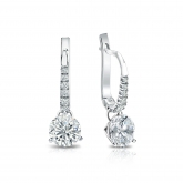 Natural Diamond Dangle Stud Earrings Round 1.00 ct. tw. (G-H, VS2) 18k White Gold Dangle Studs 3-Prong Martini