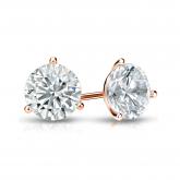 Certified 14k Rose Gold 3-Prong Martini Round Diamond Stud Earrings 1.00 ct. tw. (G-H, VS1-VS2)