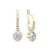 Natural Diamond Dangle Stud Earrings Round 1.00 ct. tw. (H-I, SI1-SI2) 18k Yellow Gold Dangle Studs Bezel