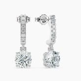 Lab Grown Diamond Dangle studs Earrings Round 2.00 ct. tw. (H-I, VS) in 14k White Gold Drop Earring 4-Prong Basket