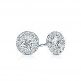 Certified 14k White Gold Halo Round Diamond Stud Earrings 1.00 ct. tw. (G-H, VS2)