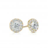 Certified 14k Yellow Gold Halo Round Diamond Stud Earrings 1.00 ct. tw. (G-H, VS2)