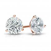 Natural Diamond Stud Earrings Round 1.25 ct. tw. (H-I, SI1-SI2) 14k Rose Gold 3-Prong Martini
