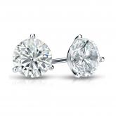 Natural Diamond Stud Earrings Round 1.25 ct. tw. (H-I, SI1-SI2) 18k White Gold 3-Prong Martini