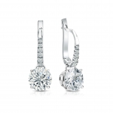 Certified 18k White Gold Dangle Studs 4-Prong Basket Round Diamond Earrings 1.50 ct. tw. (H-I, SI1-SI2)