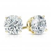 Certified 18k Yellow Gold 4-Prong Basket Round Diamond Stud Earrings 1.50 ct. tw. (G-H, VS2)