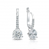 Natural Diamond Dangle Stud Earrings Round 1.50 ct. tw. (G-H, VS2) 18k White Gold Dangle Studs 3-Prong Martini