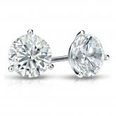 Certified 18k White Gold 3-Prong Martini Round Diamond Stud Earrings 1.50 ct. tw. (H-I, SI1-SI2)