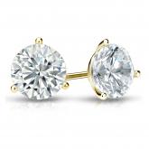 Certified 14k Yellow Gold 3-Prong Martini Round Diamond Stud Earrings 1.50 ct. tw. (H-I, SI1-SI2)