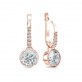Certified 14k Rose Gold Dangle Studs Bezel Round Diamond Earrings 1.50 ct. tw. (I-J, I1-I2)