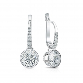 Certified 14k White Gold Dangle Studs Bezel Round Diamond Earrings 1.50 ct. tw. (I-J, I1-I2)