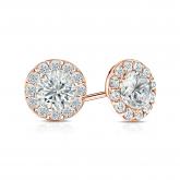 Certified 14k RoseGold Halo Round Diamond Stud Earrings 1.50 ct. tw. (H-I, SI1-SI2)