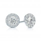 Certified 14k White Gold Halo Round Diamond Stud Earrings 1.50 ct. tw. (G-H, VS2)