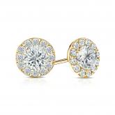 Certified 14k Yellow Gold Halo Round Diamond Stud Earrings 1.50 ct. tw. (G-H, VS2)