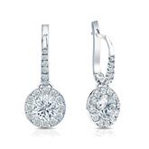 Natural Diamond Dangle Stud Earrings Round 1.50 ct. tw. (I-J, I1-I2) Platinum Dangle Studs Halo