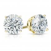Certified 18k Yellow Gold 4-Prong Basket Round Diamond Stud Earrings 1.75 ct. tw. (G-H, VS2)