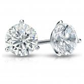 Certified 18k White Gold 3-Prong Martini Round Diamond Stud Earrings 1.75 ct. tw. (H-I, SI1-SI2)