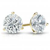 Certified 14k Yellow Gold 3-Prong Martini Round Diamond Stud Earrings 1.75 ct. tw. (G-H, VS2)
