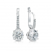 Lab Grown Diamond Dangle studs Earrings Round 2.00 ct. tw. (H-I, VS) in 14k White Gold Drop Earring 4-Prong Basket