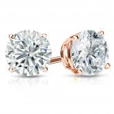 Certified 14k Rose Gold 4-Prong Basket Round Diamond Stud Earrings 2.50 ct. tw. (G-H, SI2)