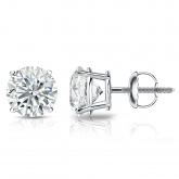 Lab Grown Diamond Stud Earrings IGI Certified Round 2.00 ct. tw. (E-F, VS1-VS2) in 14k White Gold 4-Prong Basket