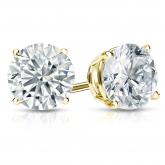 Certified 14k Yellow Gold 4-Prong Basket Round Diamond Stud Earrings 2.00 ct. tw. (H-I, SI2-SI3)