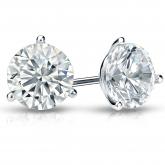 Natural Diamond Stud Earrings Round 2.00 ct. tw. (I-J, I1-I2) 18k White Gold 3-Prong Martini