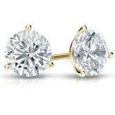 Natural Diamond Stud Earrings Round 2.00 ct. tw. (H-I, SI1-SI2) 14k Yellow Gold 3-Prong Martini