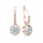 Certified 14k Rose Gold Dangle Studs Bezel Round Diamond Earrings 2.00 ct. tw. (G-H, VS2)