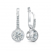 Certified 18k White Gold Dangle Studs Bezel Round Diamond Earrings 2.00 ct. tw. (G-H, VS2)