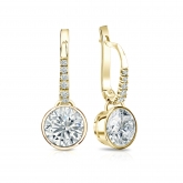 Certified 18k Yellow Gold Dangle Studs Bezel Round Diamond Earrings 2.00 ct. tw. (G-H, VS2)