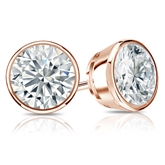 Certified 14k Rose Gold Bezel Round Diamond Stud Earrings 2.00 ct. tw. (G-H, VS1-VS2)