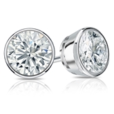 Certified 18k White Gold Bezel Round Diamond Stud Earrings 2.00 ct. tw. (G-H, VS1-VS2)