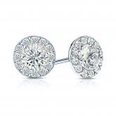 Certified 14k White Gold Halo Round Diamond Stud Earrings 2.00 ct. tw. (G-H, VS2)