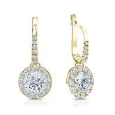 Natural Diamond Dangle Stud Earrings Round 2.00 ct. tw. (G-H, VS1-VS2) 18k Yellow Gold Dangle Studs Halo