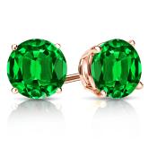 Lab Grown Gemstone Green Emerald Stud Earrings Round 3.00 ct. tw. 14k Rose Gold 4-Prong Basket