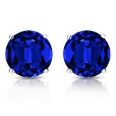 Lab Grown Gemstone Blue Sapphire Stud Earrings Round 0.50 ct. tw. 14k White Gold 4-Prong Basket