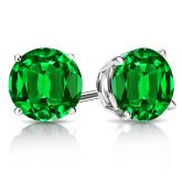 Lab Grown Gemstone Green Emerald Stud Earrings Round 0.50 ct. tw. Platinum 4-Prong Basket