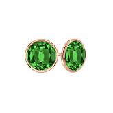 Lab Grown Gemstone Green Emerald Stud Earrings Round 3.00 ct. tw. 14k Rose Gold Bezel