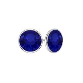 Lab Grown Gemstone Blue Sapphire Stud Earrings Round 5.00 ct. tw. Platinum Bezel
