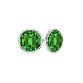 Lab Grown Gemstone Green Emerald Stud Earrings Round 0.50 ct. tw. 18k White Gold Bezel