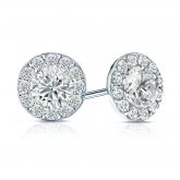 Certified 14k White Gold Halo Round Diamond Stud Earrings 2.50 ct. tw. (H-I, SI1-SI2)