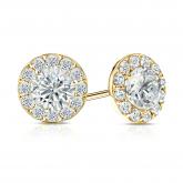 Certified 14k Yellow Gold Halo Round Diamond Stud Earrings 2.50 ct. tw. (H-I, SI1-SI2)