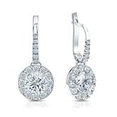 Natural Diamond Dangle Stud Earrings Round 2.50 ct. tw. (G-H, VS1-VS2) 14k White Gold Dangle Studs Halo