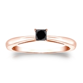Certified 14k Rose Gold 4-Prong  Black Diamond Solitaire Ring 0.25 ct. tw.