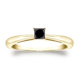 Certified 14k Yellow Gold 4-Prong  Black Diamond Solitaire Ring 0.25 ct. tw.