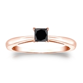 Certified 14k Rose Gold 4-Prong  Black Diamond Solitaire Ring 0.50 ct. tw.