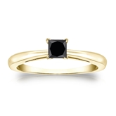 Certified 14k Yellow Gold 4-Prong  Black Diamond Solitaire Ring 0.50 ct. tw.